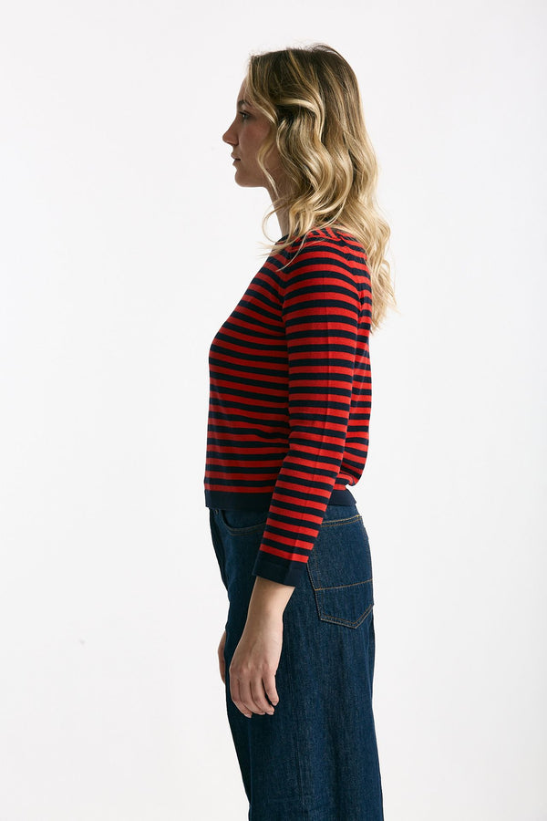 Maglia rigata Blu e rossa women Marché des palmiers