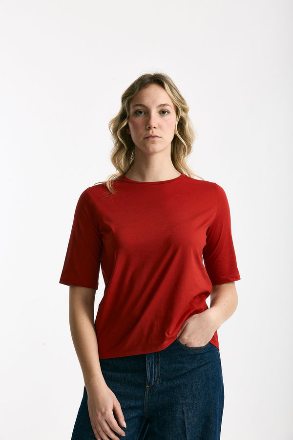 T-shirt in cotone rosso women Marché des palmiers