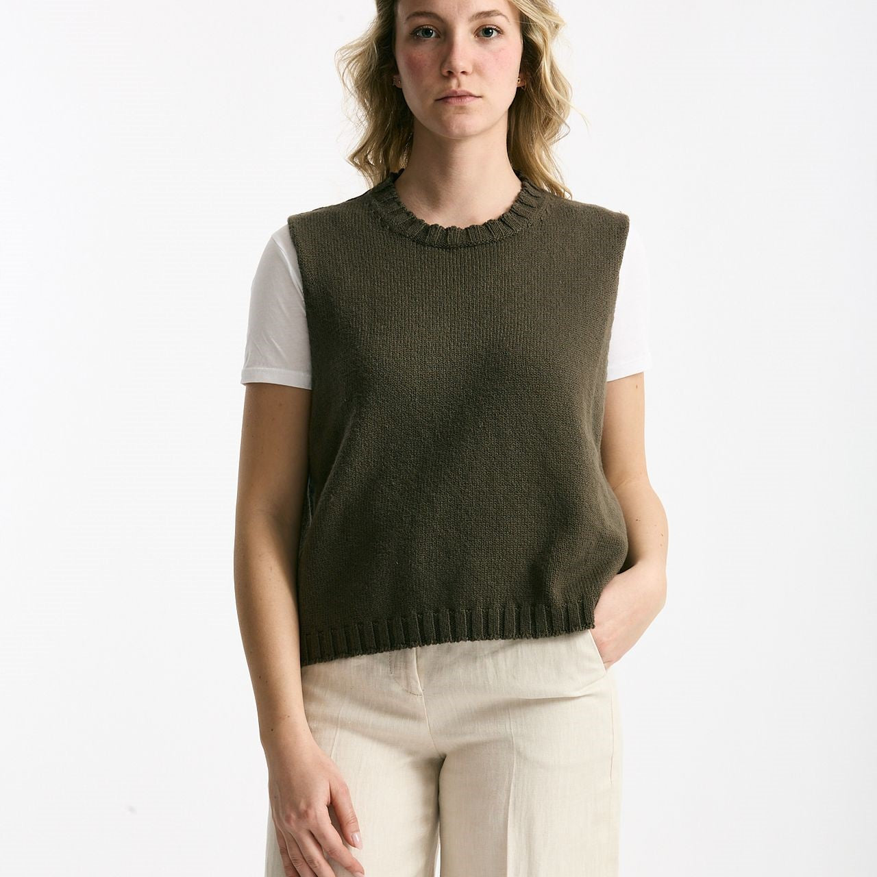 Gilet in maglia verde bosco women Marché des palmiers - 6