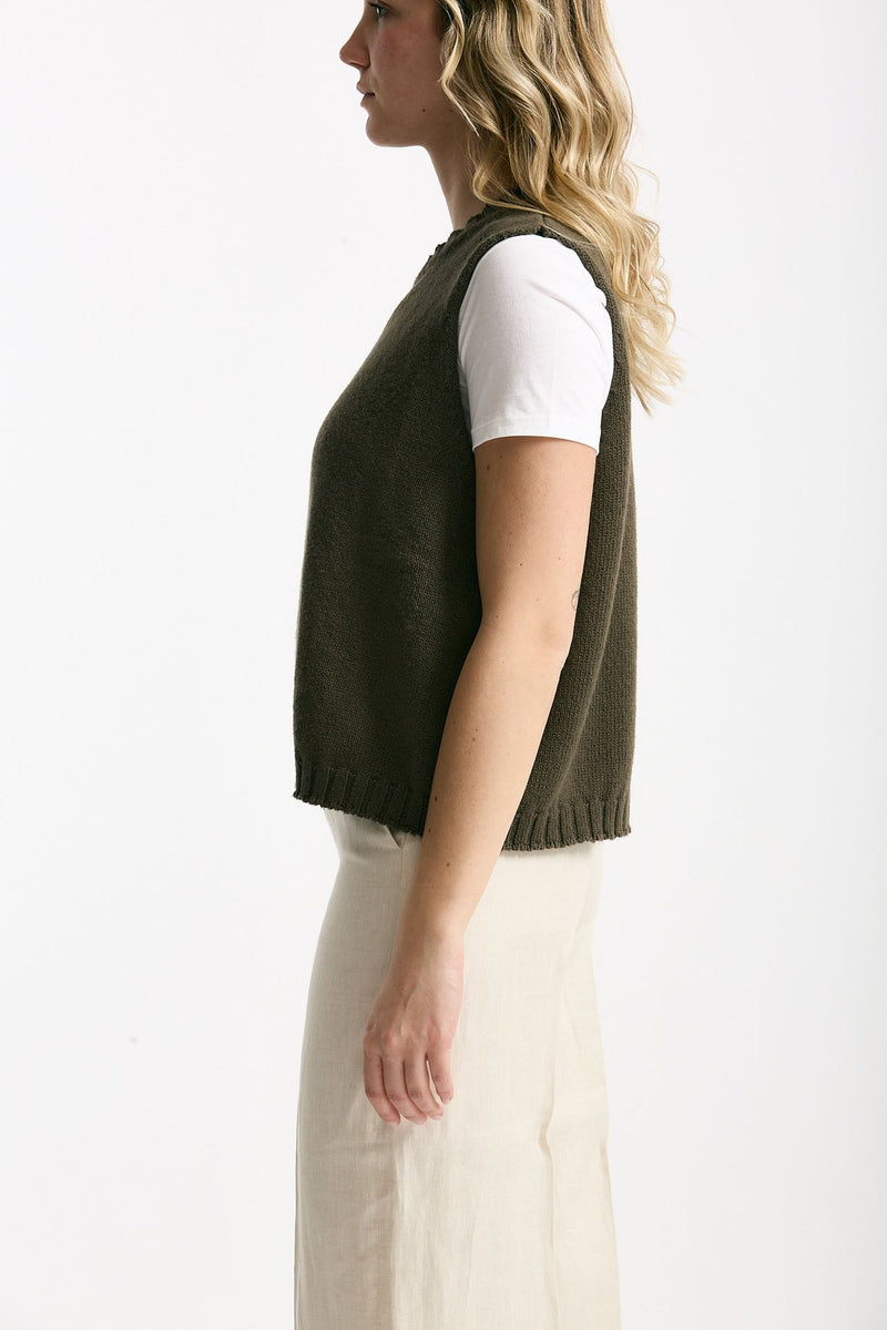 Gilet in maglia verde bosco women Marché des palmiers - 3