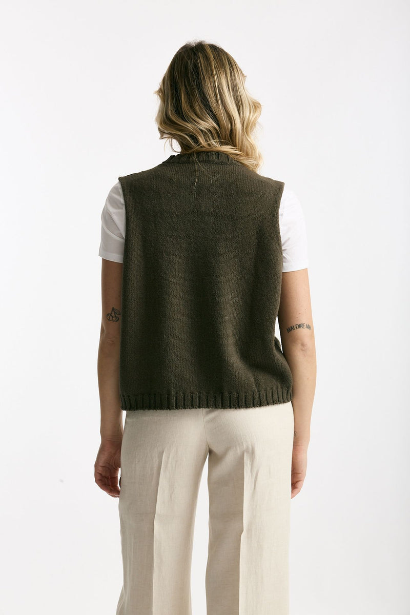 Gilet in maglia verde bosco women Marché des palmiers - 4