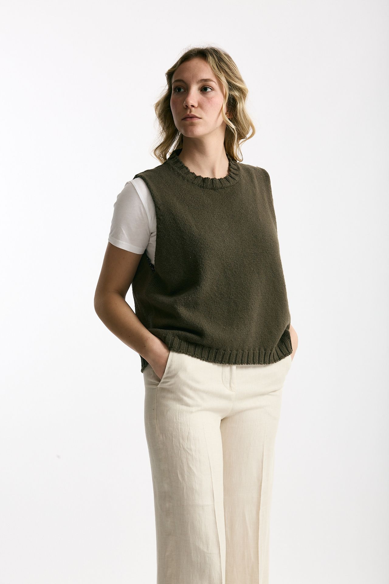 Gilet in maglia verde bosco women Marché des palmiers - 1