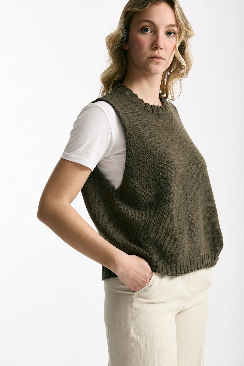 Gilet in maglia verde bosco women Marché des palmiers - 5