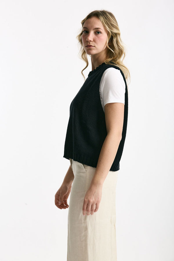 Gilet in maglia nero women Marché des palmiers