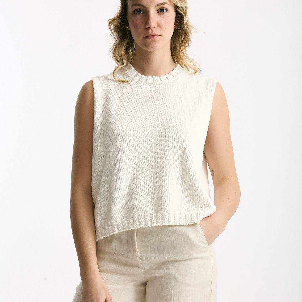Gilet in maglia bianco women Marché des palmiers - 6