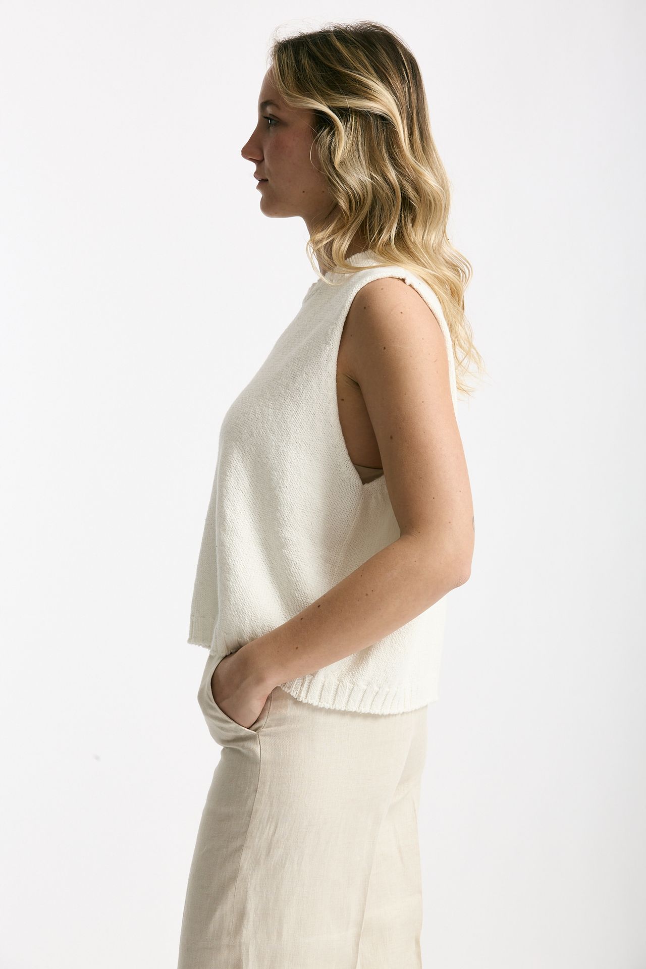 Gilet in maglia bianco women Marché des palmiers - 2