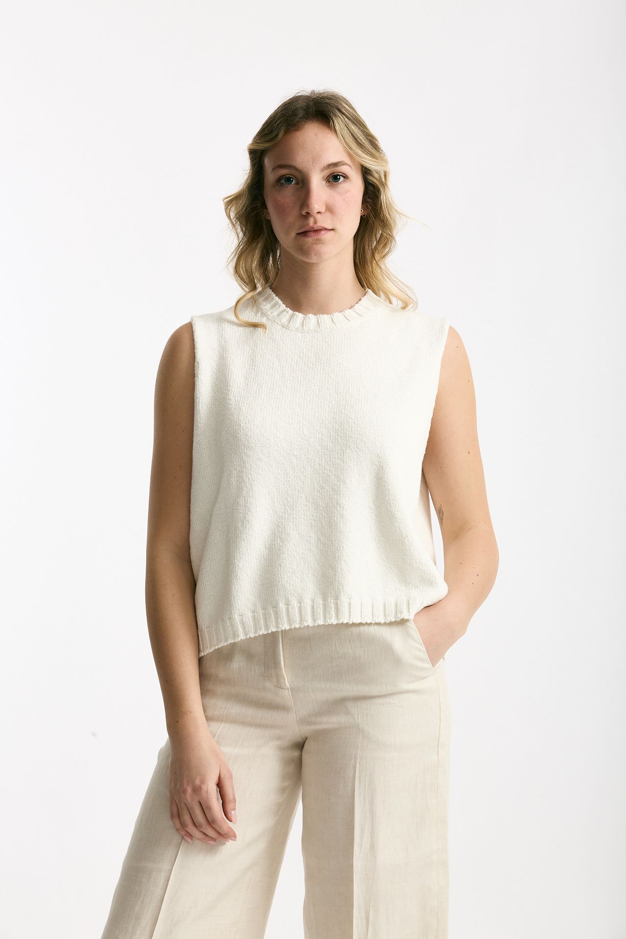 Gilet in maglia bianco women Marché des palmiers - 1