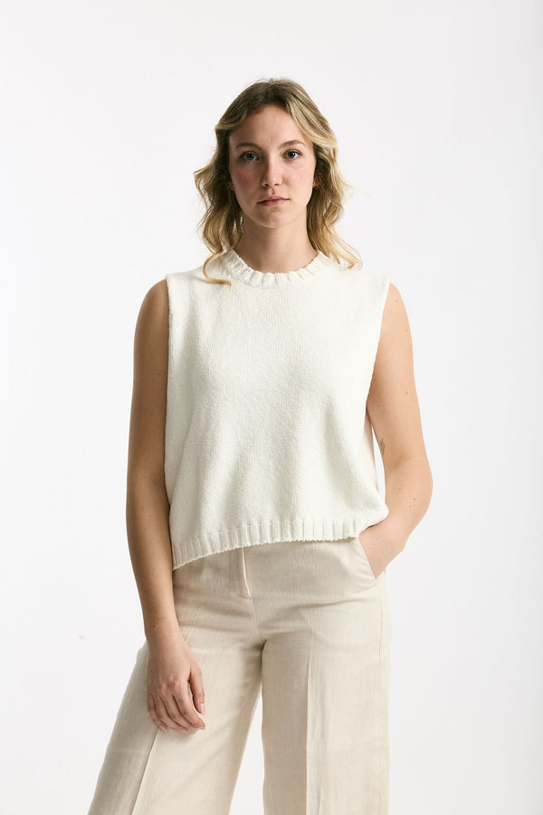 Gilet in maglia bianco women Marché des palmiers