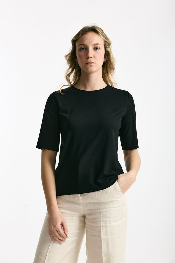 T-shirt in cotone nero women Marché des palmiers