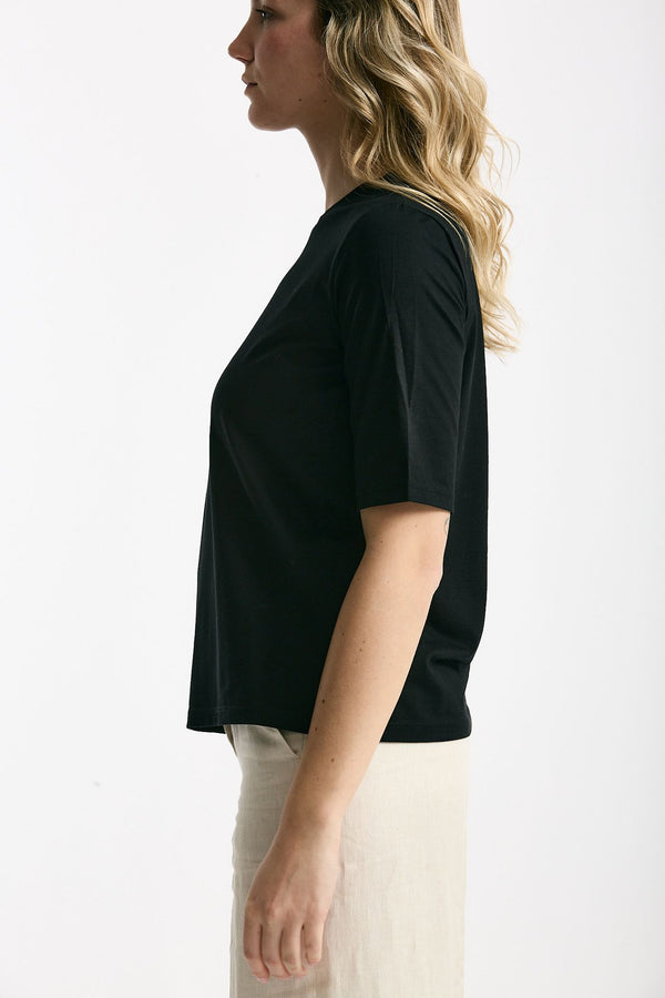 T-shirt in cotone nero women Marché des palmiers