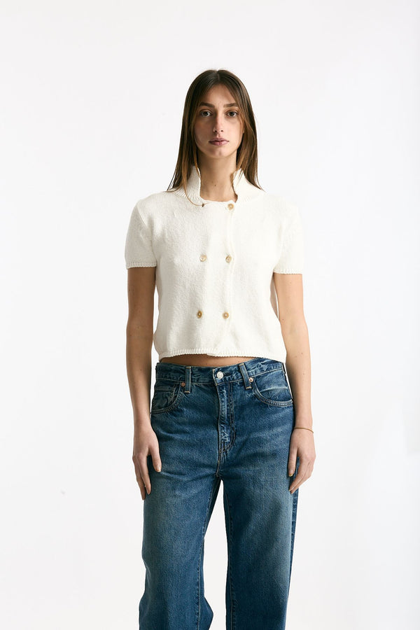 Maglia in cotone bianco women Marché des palmiers