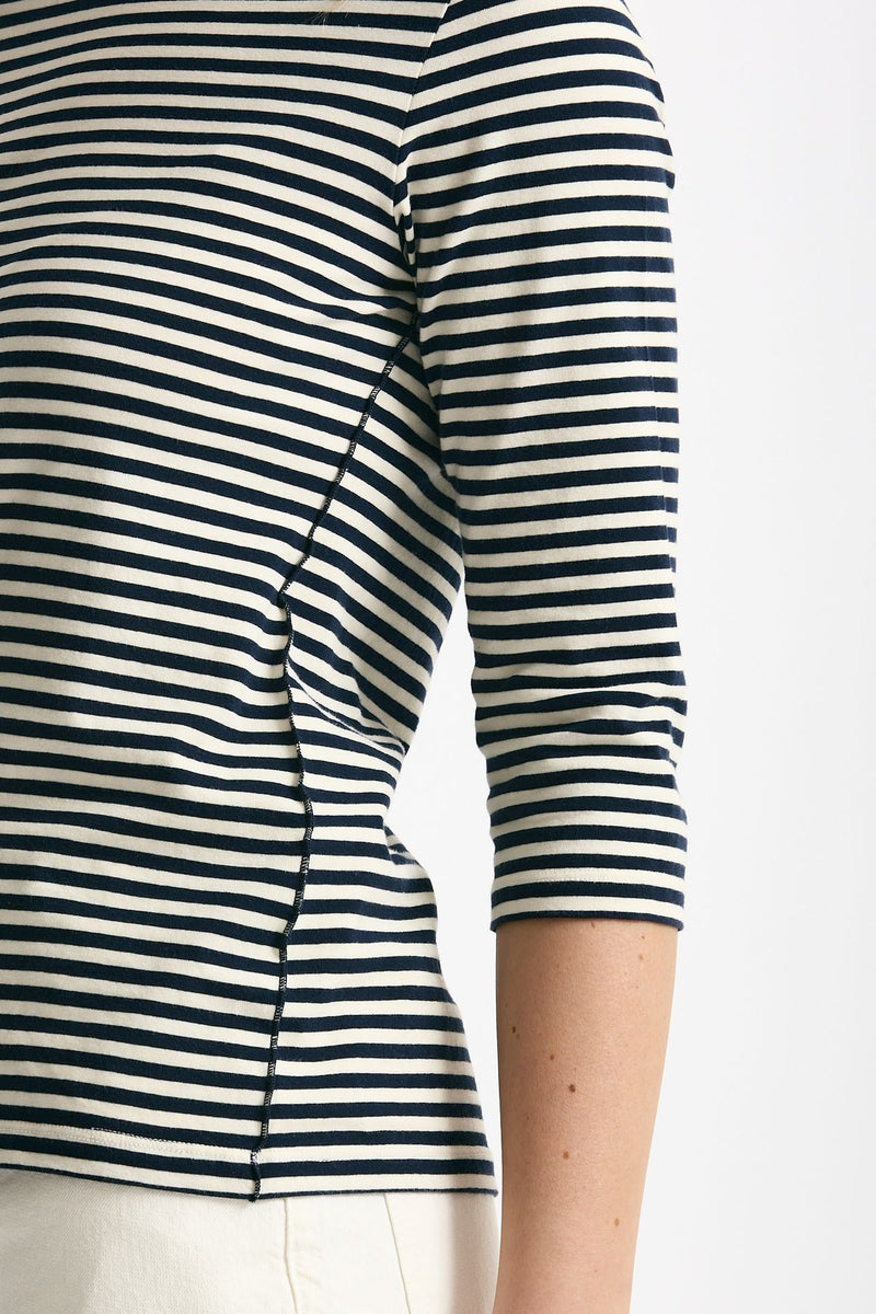 T-shirt slim rigata panna e blu women Clouds - 4