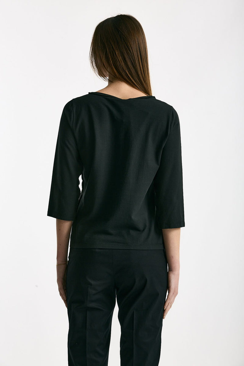 T-shirt slim nero women Clouds - 2
