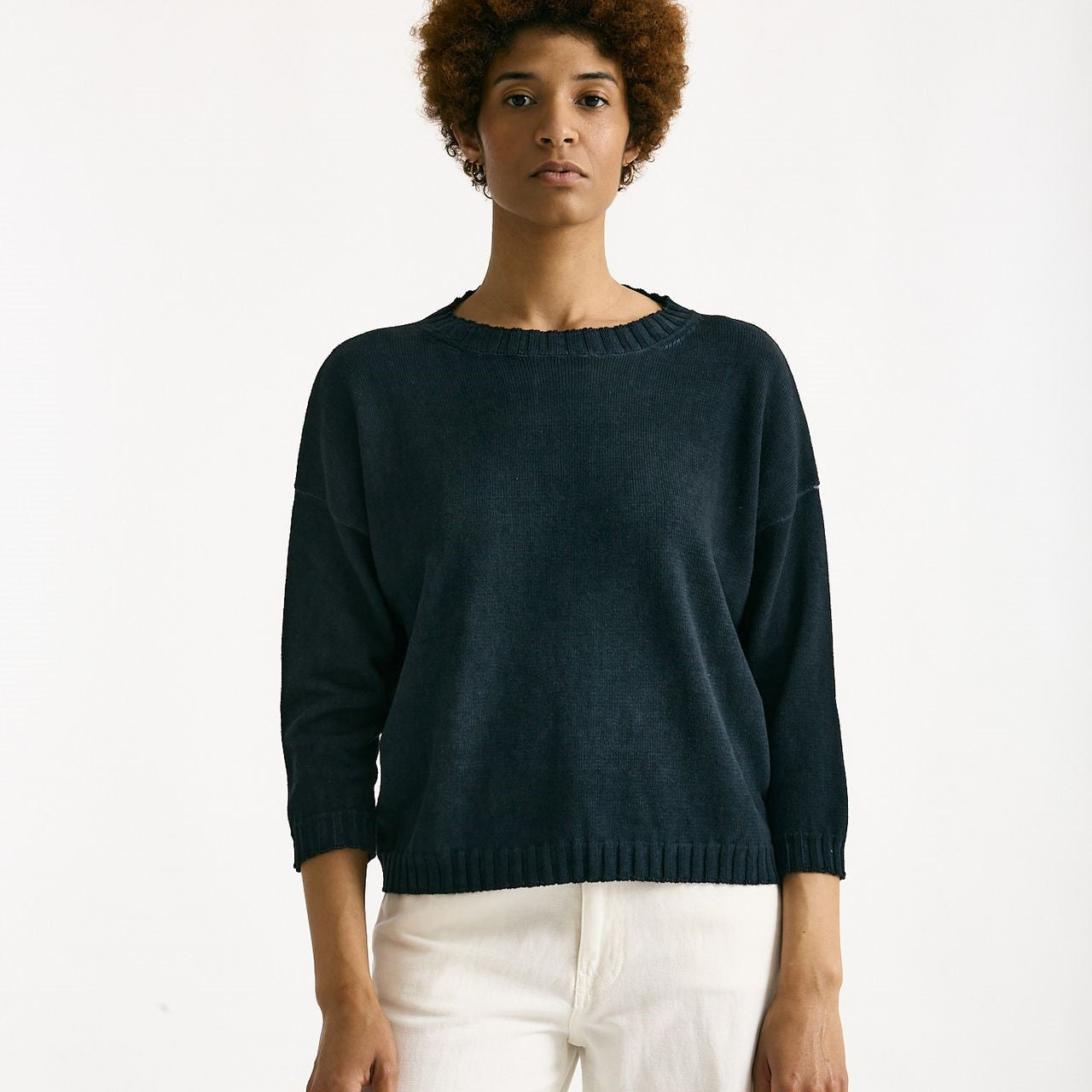 Maglia in cotone lavato blu women Clouds - 7
