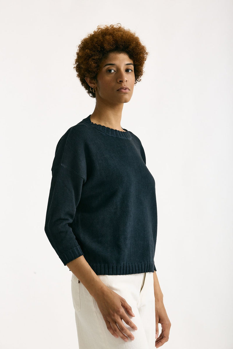 Maglia in cotone lavato blu women Clouds - 1