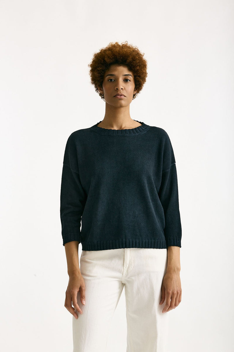 Maglia in cotone lavato blu women Clouds - 2
