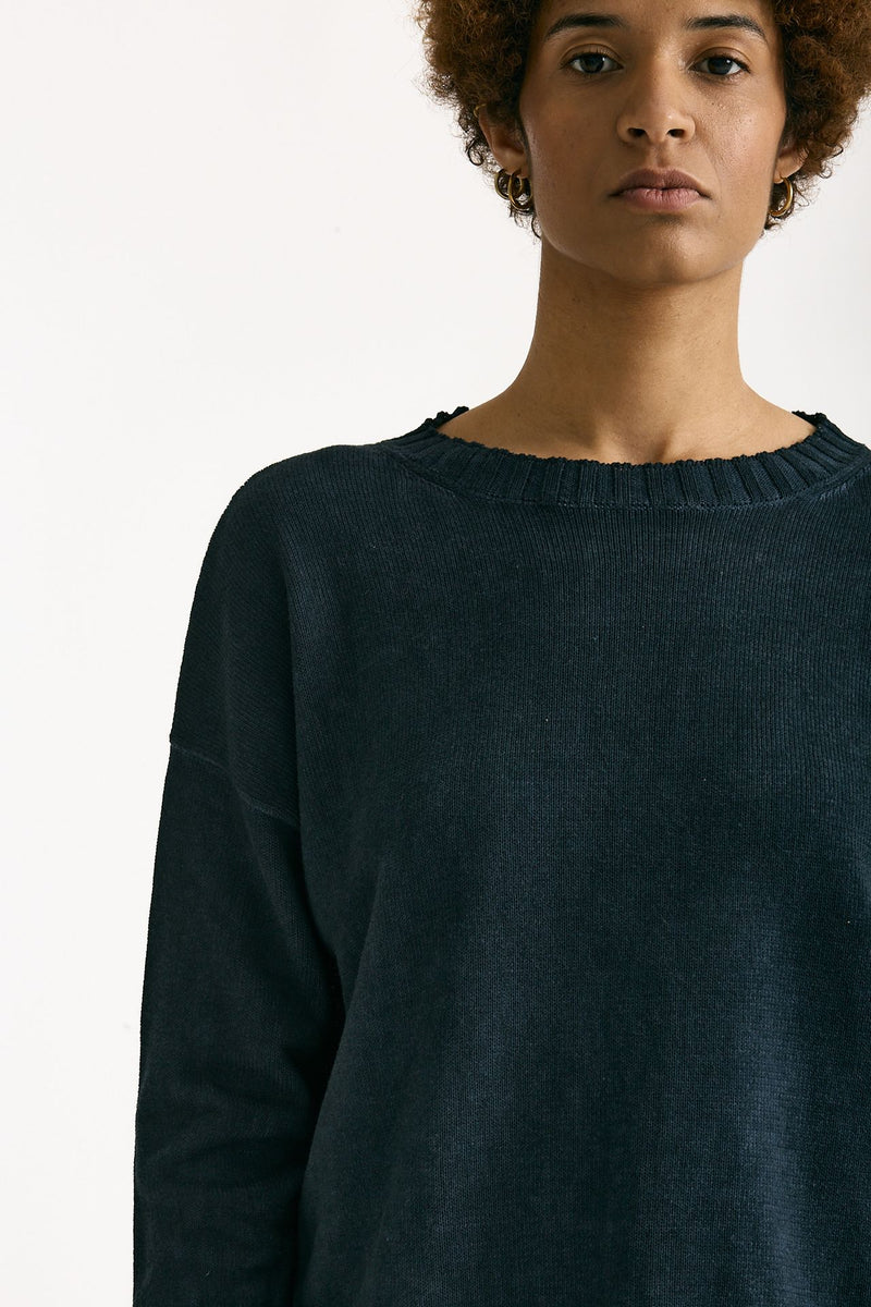 Maglia in cotone lavato blu women Clouds - 5