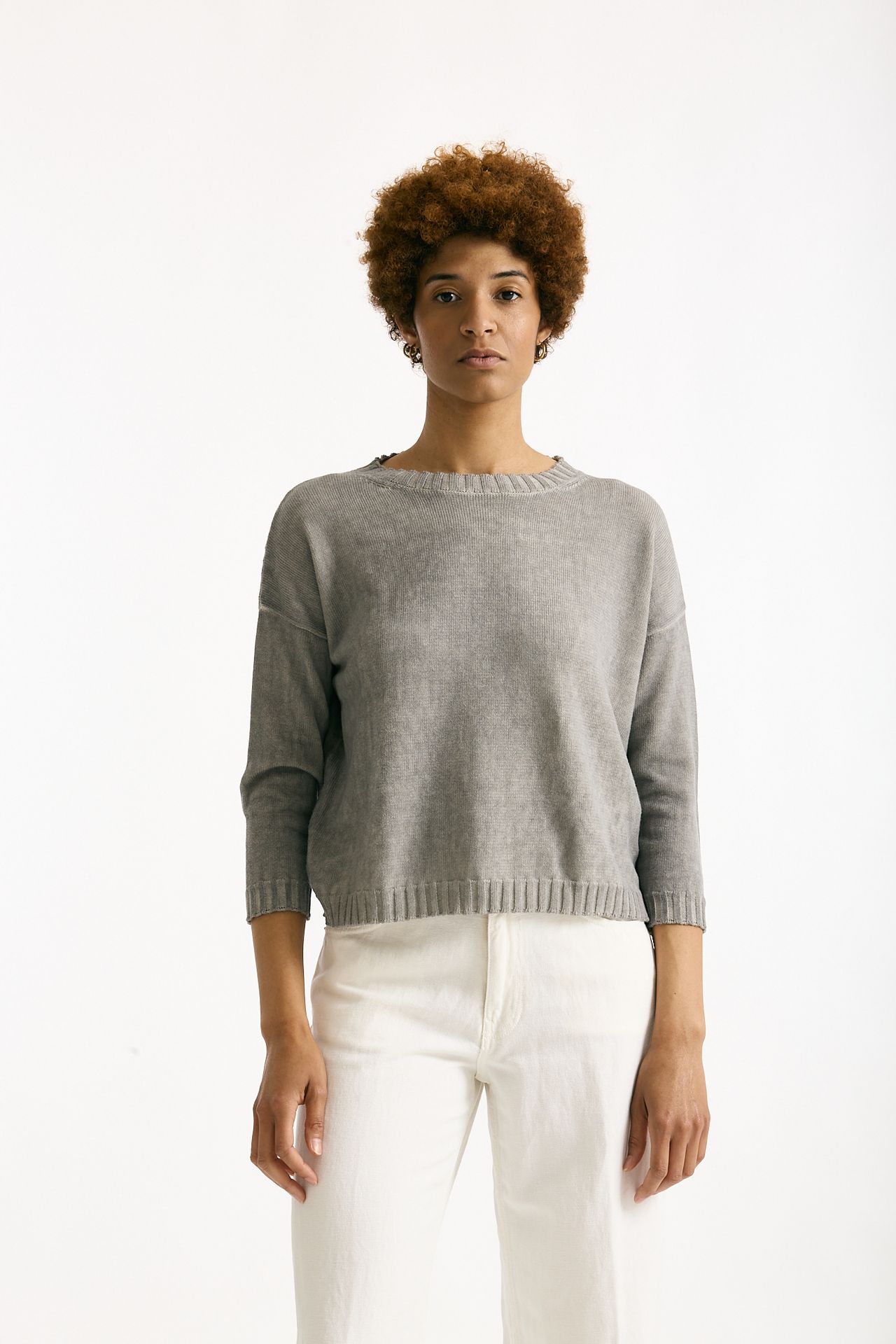 Maglia in cotone lavato grigio women Clouds - 1