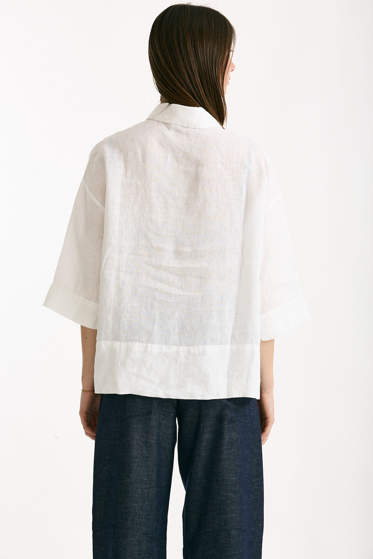 Camicia in lino bianco women Clouds - 4