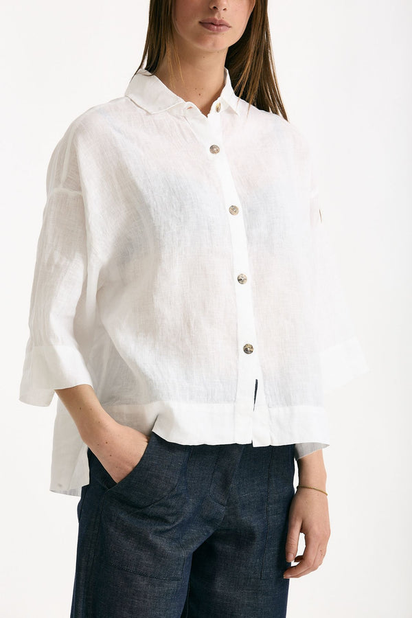 Camicia in lino bianco women Clouds