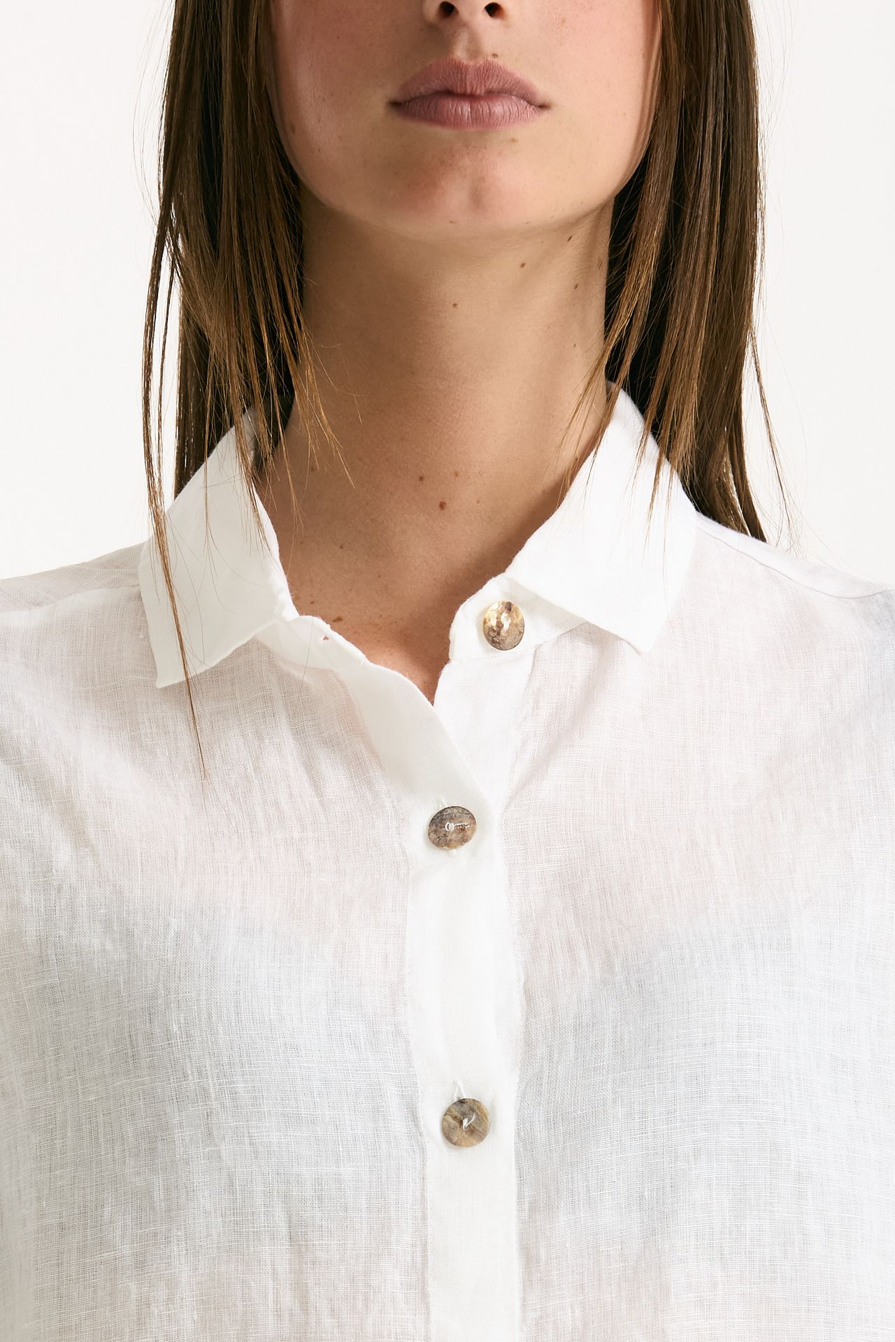 Camicia in lino bianco women Clouds - 5