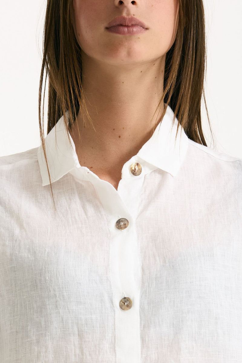 Camicia in lino bianco women Clouds - 5