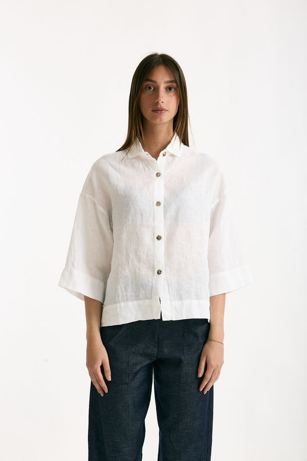 Camicia in lino bianco women Clouds