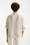 Camicia in lino Rigata bianca e beige women Clouds - 4