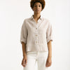 Camicia in lino Rigata bianca e beige women Clouds - 6
