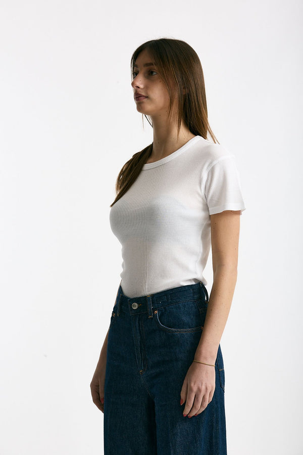 T-shirt a costine bianco women Department five