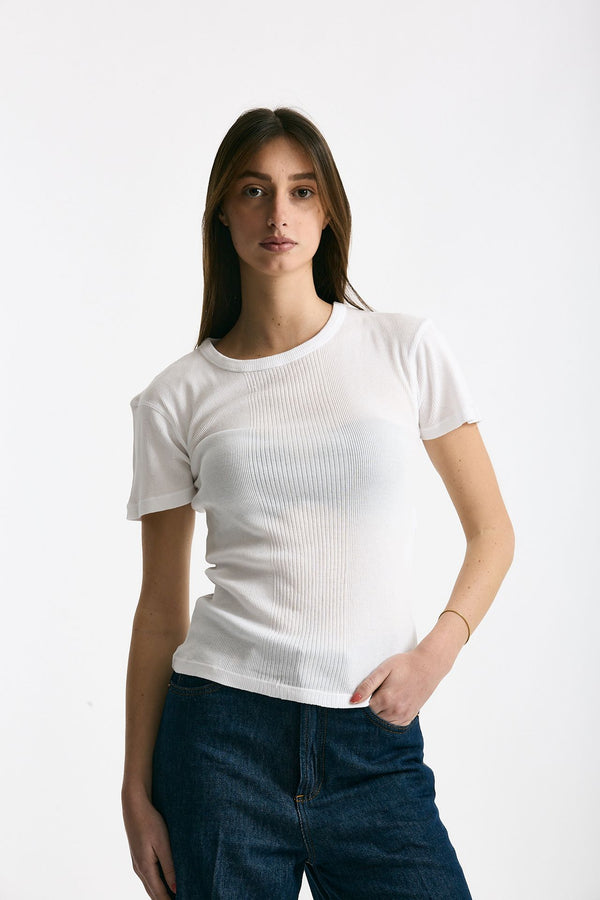 T-shirt a costine bianco women Department five