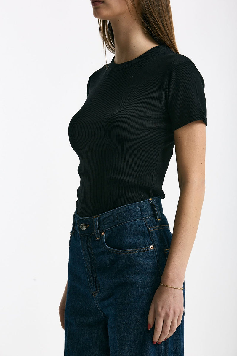 T-shirt a costine nero women Department five - 3