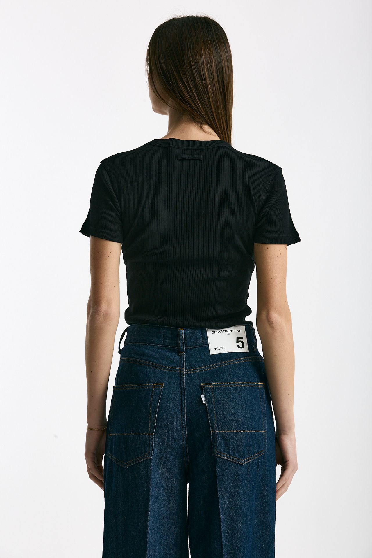 T-shirt a costine nero women Department five - 4