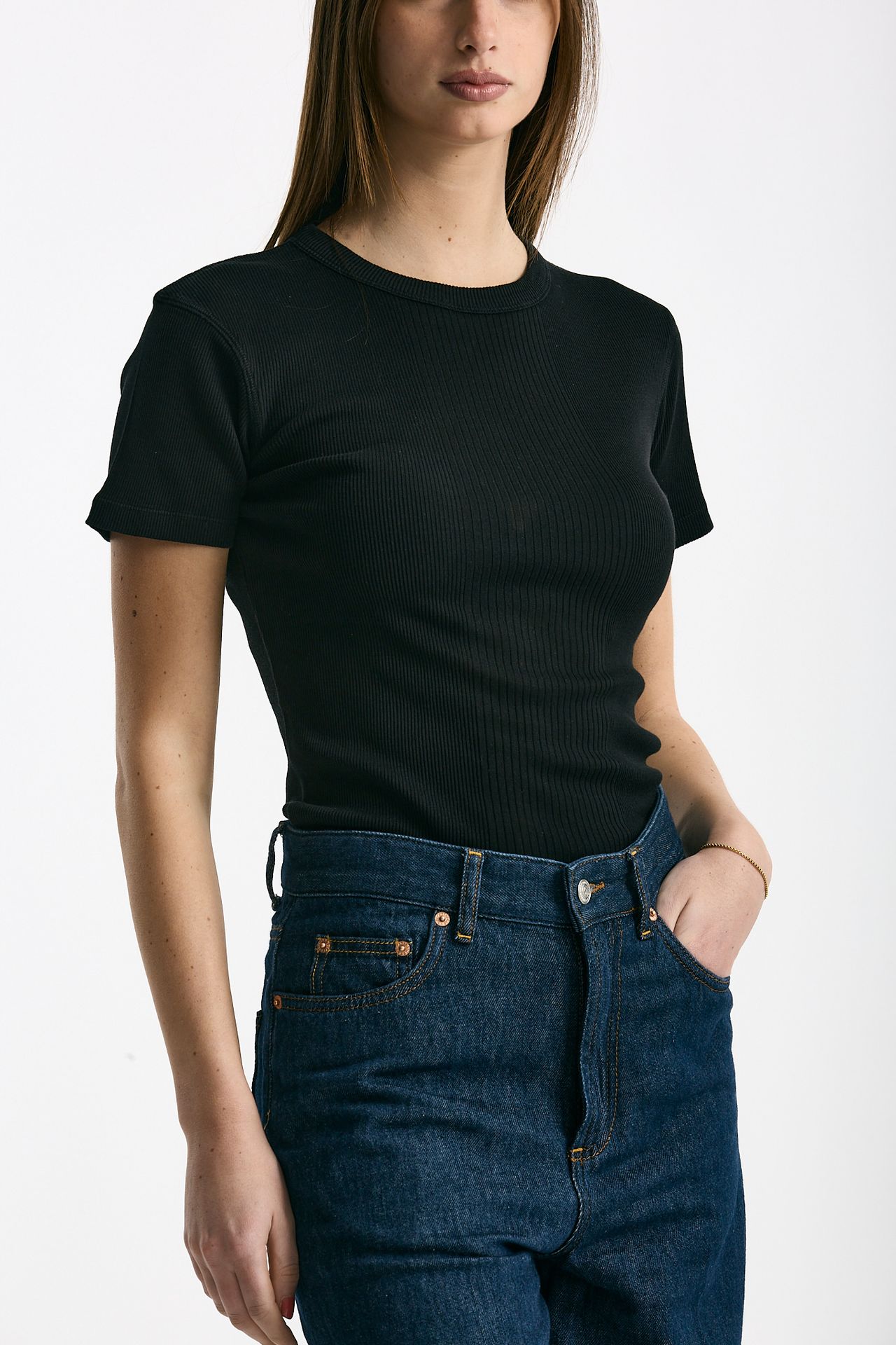 T-shirt a costine nero women Department five - 1