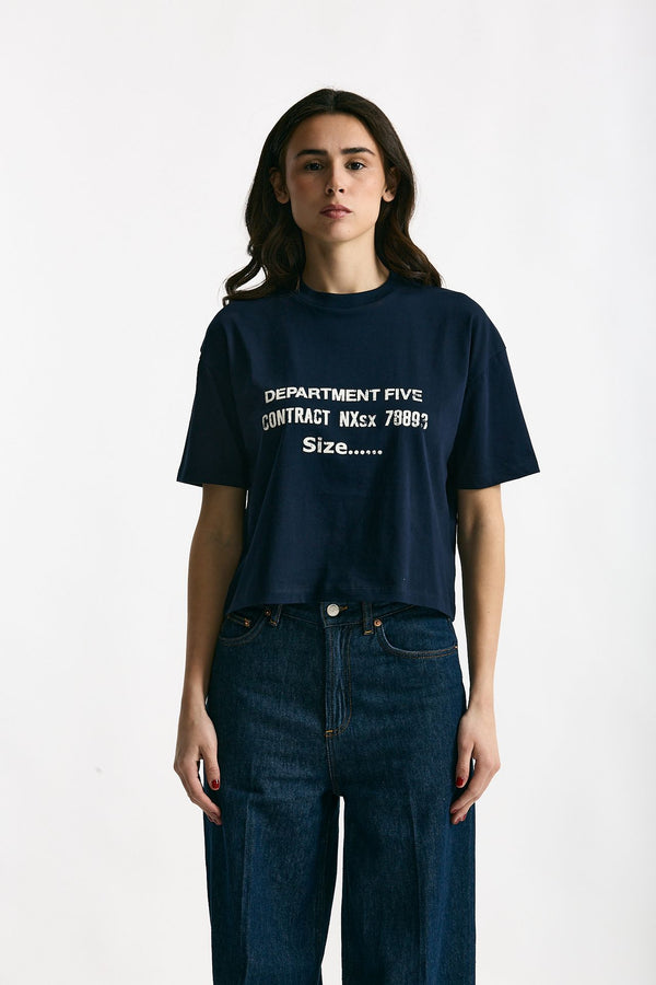 T-shirt boxy blu con stampa women Department five