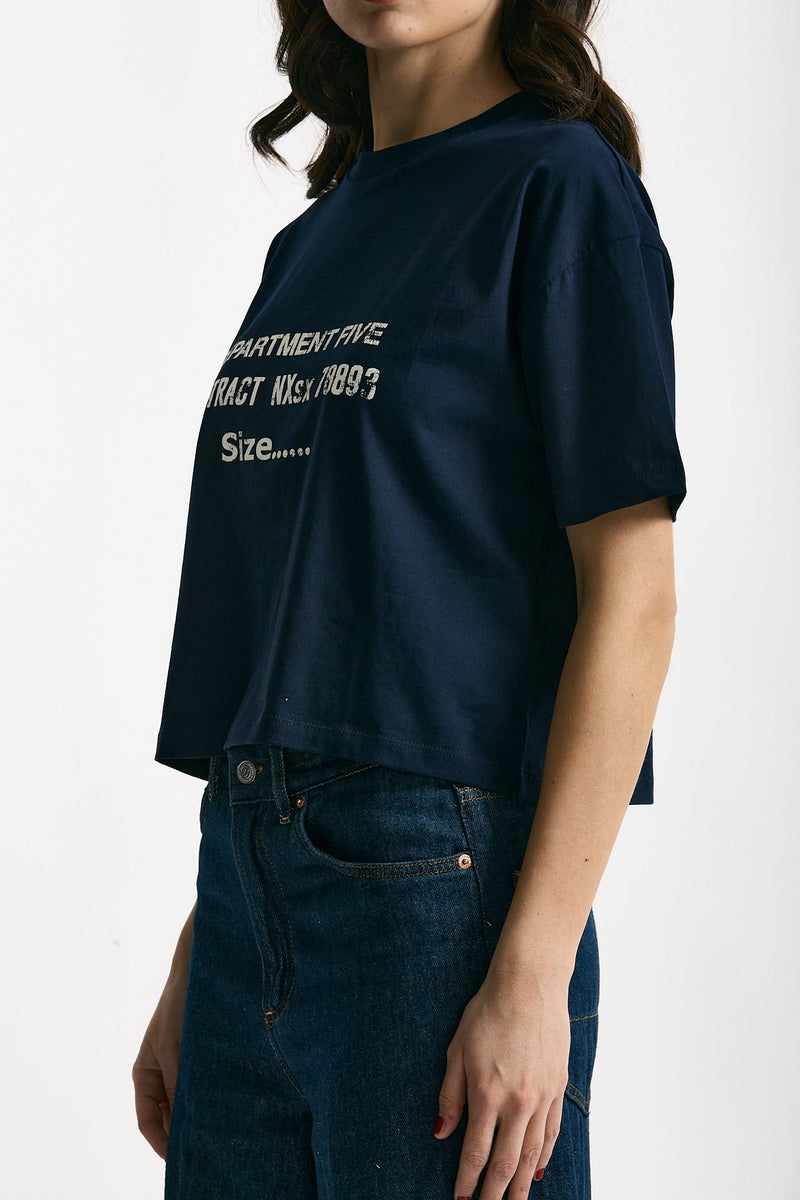 T-shirt boxy blu con stampa women Department five - 3