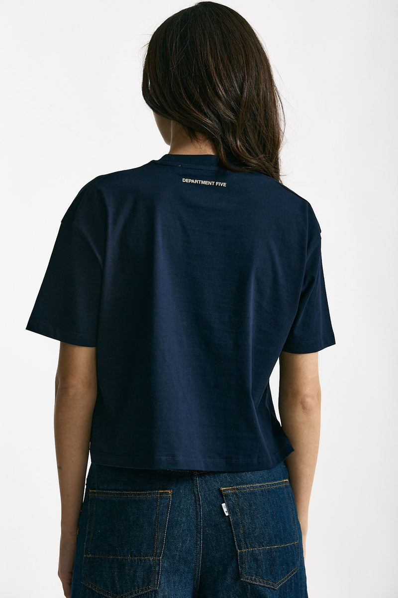 T-shirt boxy blu con stampa women Department five - 4