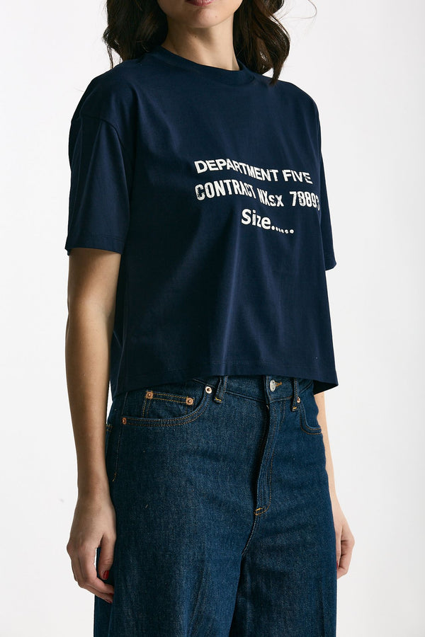 T-shirt boxy blu con stampa women Department five