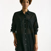 Camicia over in mussola di cotone nero women Department five - 6