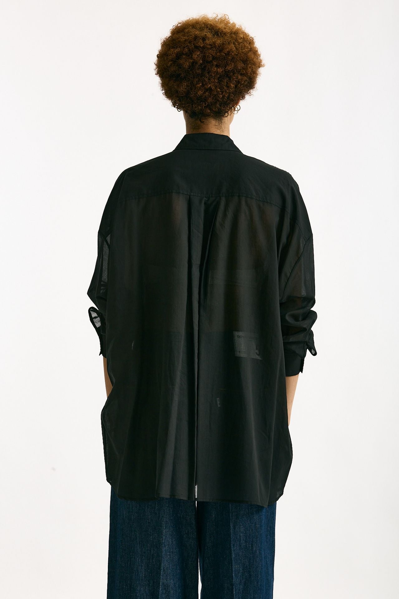 Camicia over in mussola di cotone nero women Department five - 3