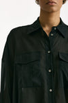 Camicia over in mussola di cotone nero women Department five - 5