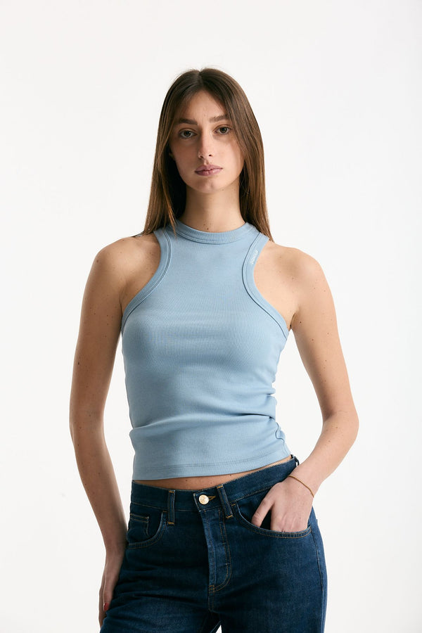 Top a costine azzurro polvere women Dondup