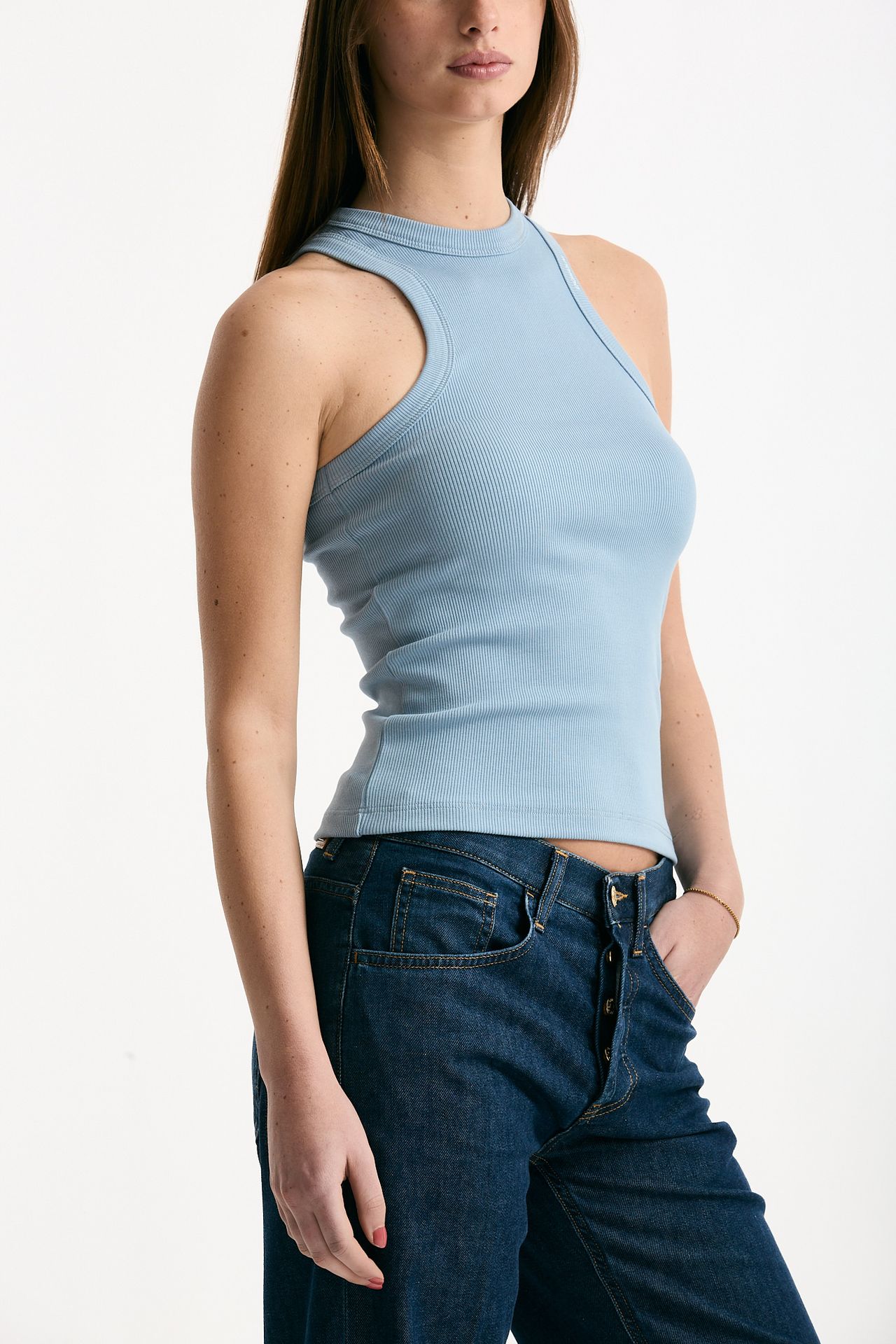 Top a costine azzurro polvere women Dondup - 1