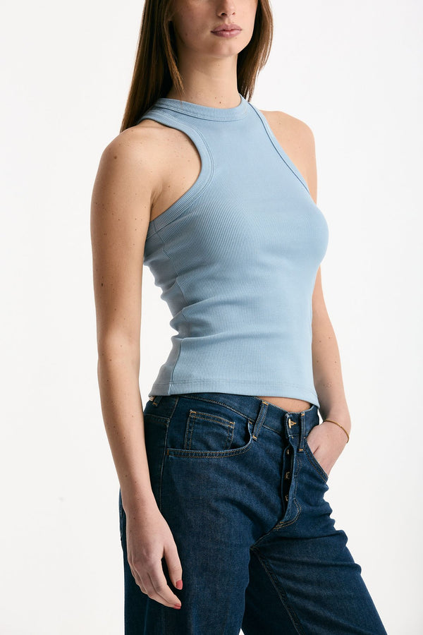 Top a costine azzurro polvere women Dondup