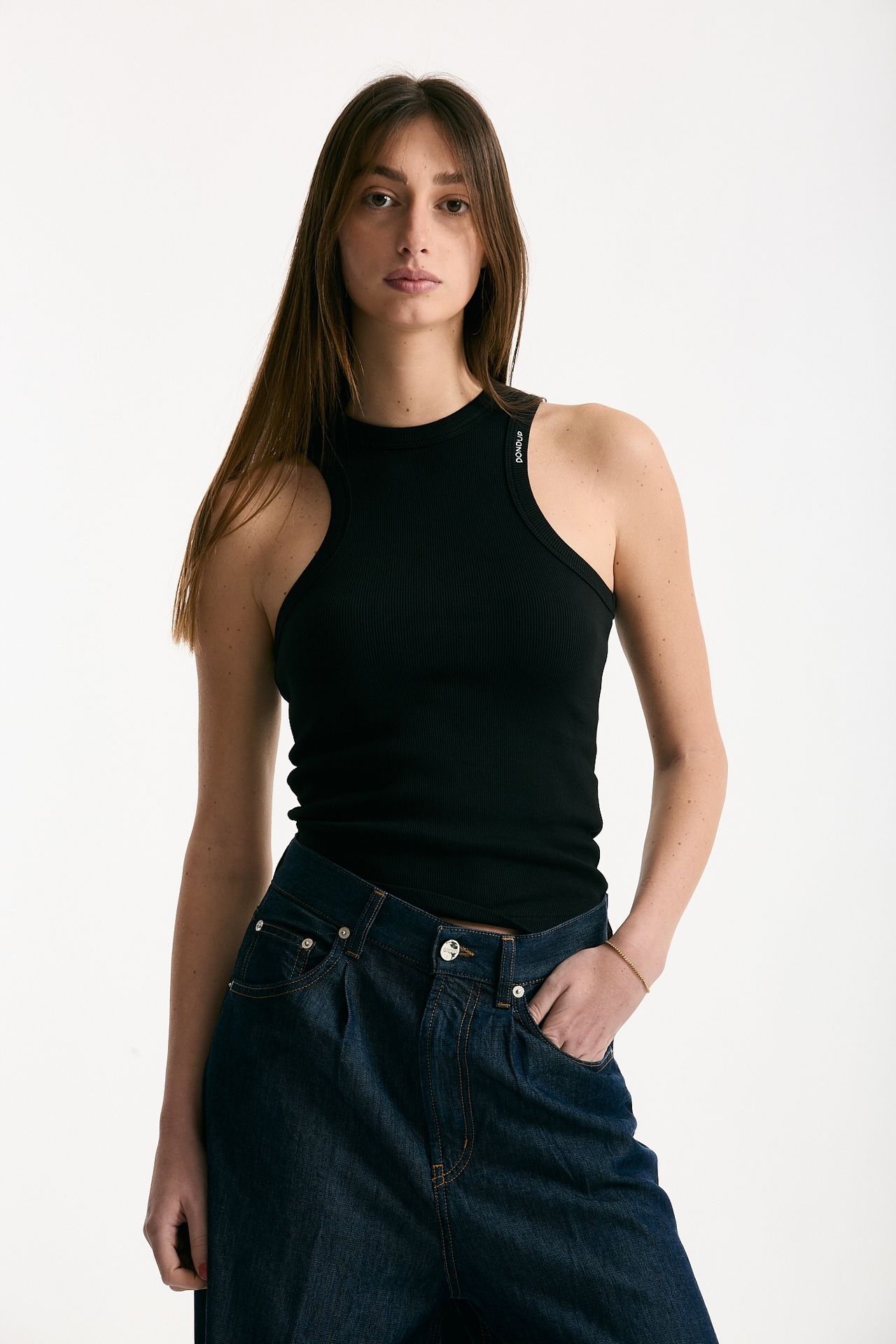 Top a costine azzurro nero women Dondup - 1