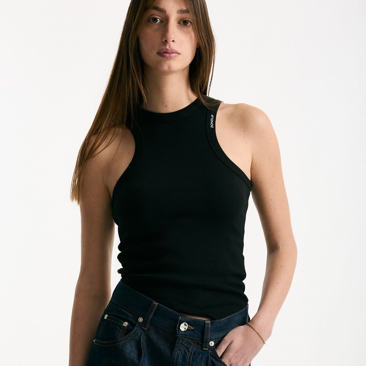 Top a costine azzurro nero women Dondup - 6