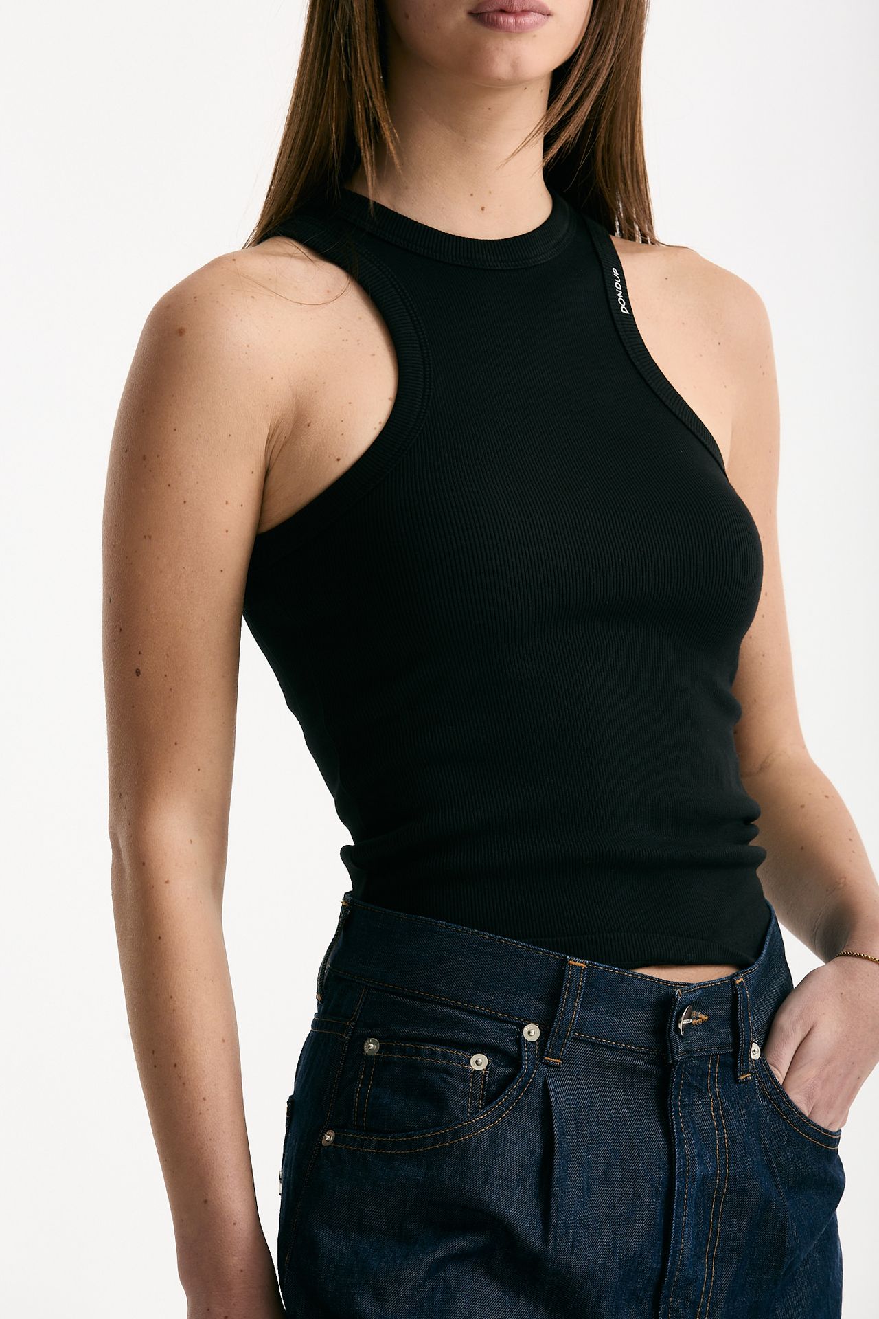 Top a costine azzurro nero women Dondup - 5