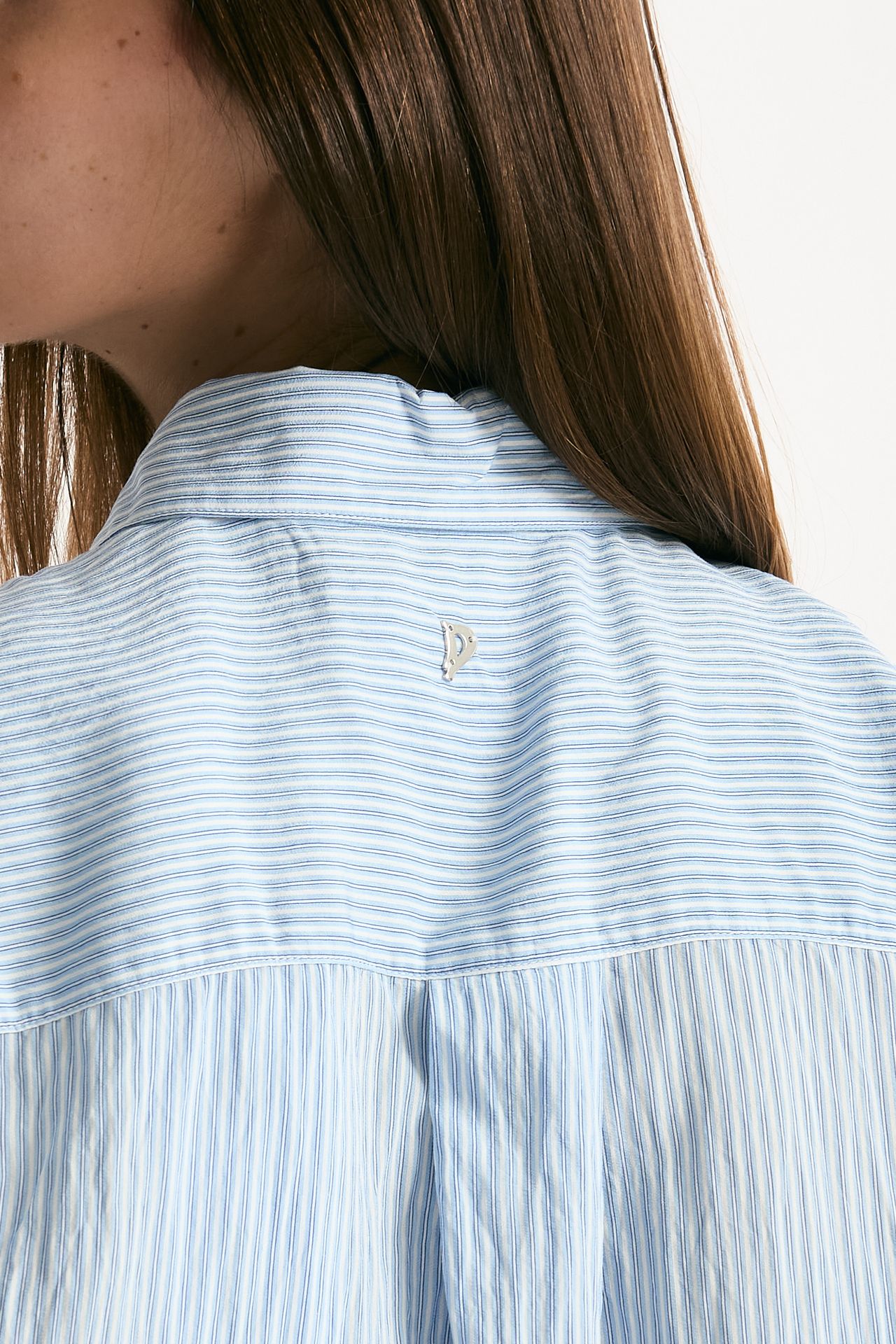 Camicia crop riga azzurra blu e bianca women Dondup - 4