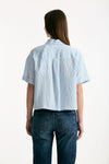 Camicia crop riga azzurra blu e bianca women Dondup - 5