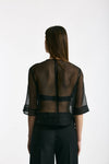 Blusa crop in seta nero women Dondup - 4